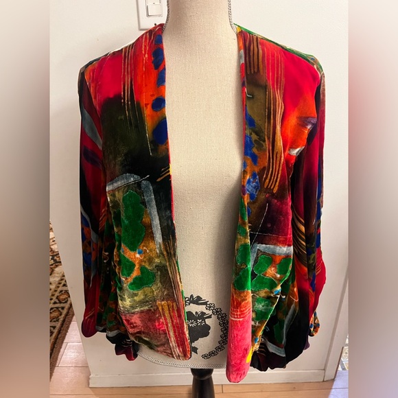 Silk Velvet Kimono Jacket Duster Wearable Art - Picture 4 of 7